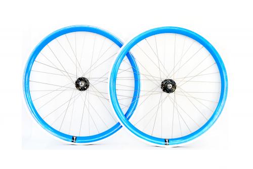 Single brand wheelset for fixie bikes Blue Single speed wheelset